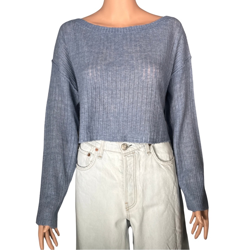 NWT Abound Blue Cropped‎ Ribbed Sweater Size L